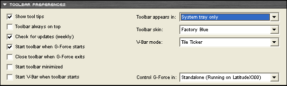 g-force toolbar customization